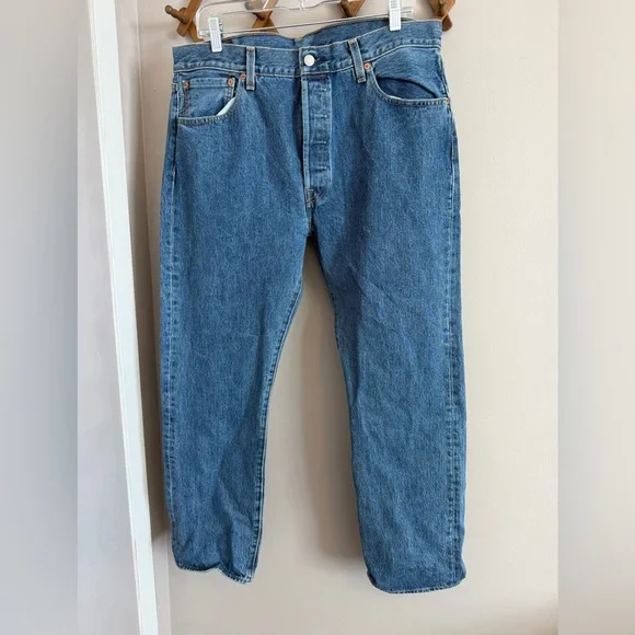 Levi’s 501 Blue Button Fly Straight Leg Jeans W36 L30 - Picture 1 of 7